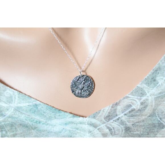 Sterling Silver Ancient Coin Charm -Phoenix Necklace - Picture 2 of 2